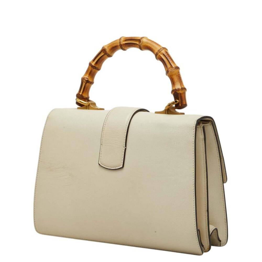 GUCCI Red Leather Bamboo Shoulder Bag - Picture 2 of 11